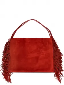 Сумка-тоут из замши с бахромой Christian Louboutin, красный