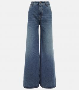 Джинсы с высокой посадкой и широкими штанинами Chloé, Faded Denim