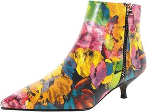 Женские кожаные ботильоны XYD Comfort Kitten с низким каблуком, зауженным носком, двойной боковой молнией, базовые офисные туфли для женщин, Watercolor