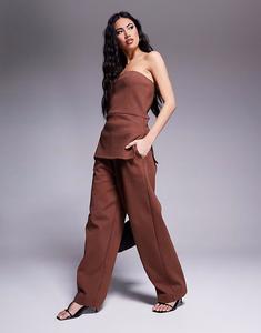 Структурированные брюки-интерлок коричневого цвета Asos Design