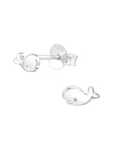 Alexander York Серьги-гвоздики в виде кита из серебра 925 пробы, комплект из 2 штук