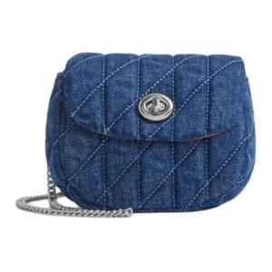 COACH Замковая джинсовая кроссбоди миниатюрная женская сумка через плечо синяя