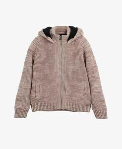 Мальчики свитер с капюшоном из искусственной овчины подкладка по всей длине молния с байкерский дизайн рукава X RAY, коричневый/бежевый