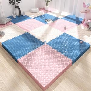Budis Ковер 30х30 см из толстого пеноматериала, детский игровой мат, 16 шт, бежевый, розовый, синий, с окантовкой