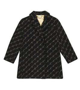Пальто из смесовой шерсти с логотипом Stella McCartney Kids, черный
