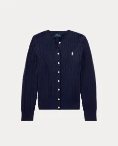 Хлопковая кофта для девочки с косами Polo Ralph Lauren, темно-синий