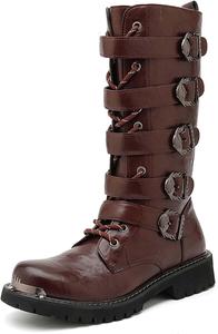 Мотоциклетные ботинки для мужчин городской стиль боевые рыцарские ботинки с высоким голенищем, ветроустойчивые и противоскользящие, для ходьбы и дорожных гонок, униформа для езды, черные, коричневые Generic