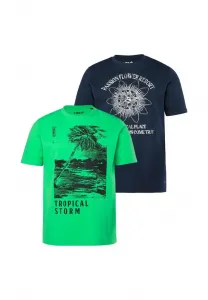 Комплект из 2 футболок с коротким рукавом и круглым вырезом, размер до 8xl, с принтом. Men Plus, Mint Green