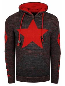 Толстовка с капюшоном в стиле комиксов из толстой пряжи антрацитово-красного цвета Rusty Neal