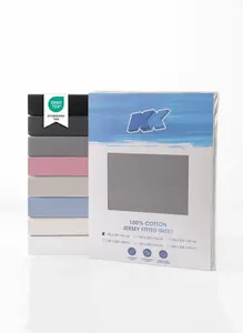 Простыня на резинке джерси 100% хлопок 90х200+30 см, серая KK Shopping