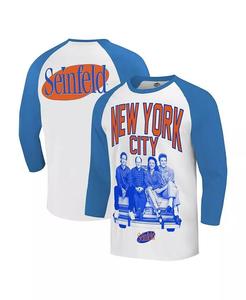 Мужская белая/королевская футболка New York City Baseball с рукавами реглан 3/4 Ripple Junction, белый