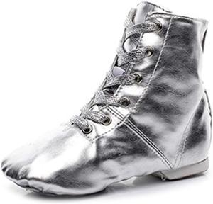 YKXLM Ботинки для джаза на шнуровке, современная танцевальная обувь выше щиколотки для женщин и мужчин, модель GBPUJS, серебро