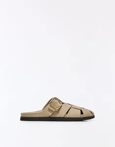 Бежевые сандалии-мюли Bershka Cage