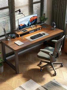 Компьютерный стол Jieke 100x50x74 см, домашний игровой стол, офисный письменный стол и стул, длинный стол, утолщенный 16 мм цвет walnut с черной рамой