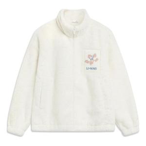 Куртка куртка из искусственной кожи с цветочным логотипом Li-Ning, белый