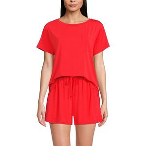 Женский комплект пижамы с коротким рукавом и шортами Lands' End, Coral Red