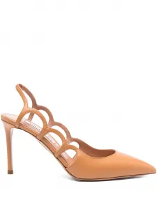Туфли с ремешком на пятке и вырезами Aquazzura, нейтральный