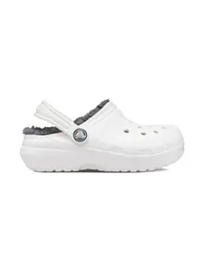 Клоги с искусственным мехом Crocs Kids, белый