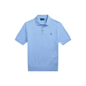 Поло с вышитым логотипом и узором Polo Ralph Lauren, светло-голубой