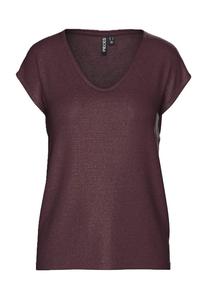 Футболка с V-образным вырезом и блестящими деталями Pieces, коричневый