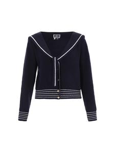 Женский кардиган темно-синего цвета с оттенком белого DreiMaster Maritim