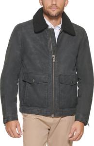 Мужская байкерская куртка Tommy Hilfiger из искусственной кожи с воротником из шерпы, Black