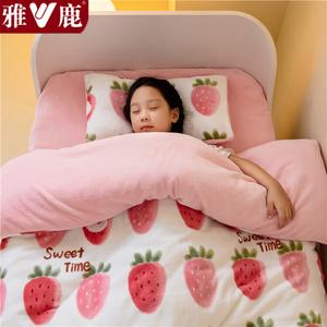 Yalu Детское одеяло 100х120 см, вес 1,1 кг, молочный флис, съемный чехол, класс А, цвет Strawberry Sweetheart