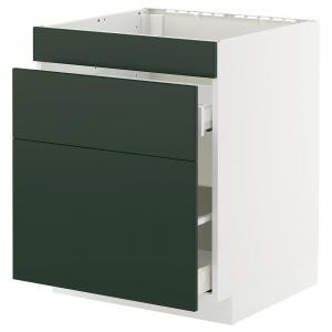 Базовая кабина с мойкой+3 фасада/2 ящика METOD/MAXIMERA IKEA, 60x60x70 см, цвет white/havstorp deep green