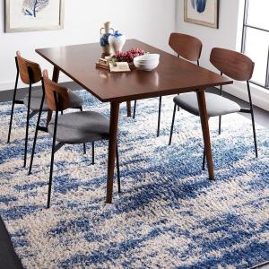 Ковер SAFAVIEH, 305 x 427 см, Berber Shag Collection, Beige & Blue, современный абстрактный дизайн, не линяет и прост в уходе, идеален для помещений с высокой проходимостью в гостиной, спальне (BER219B)