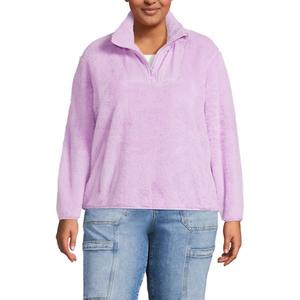 Свитер большого размера из шерпы с полумолнией Lands' End, цвет blushed lilac