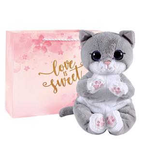 Ty Серый плюшевый кот кукла плюшевая игрушка высота 17см