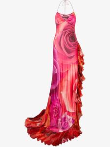 Платье макси с цветочным принтом Roberto Cavalli, розовый