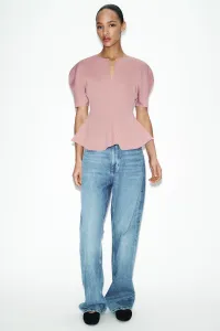 Мягкий топ с баской Zara, розовый