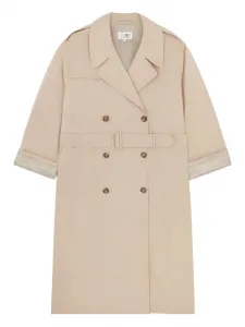 Двубортный тренч с поясом MM6 Maison Margiela, нейтральный