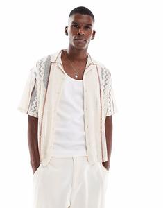 Вязаная крючком рубашка Pull&Bear цвета экрю