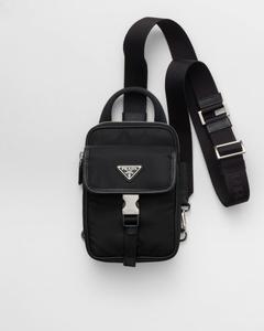 Чехол для смартфона из Re-Nylon и кожи Saffiano Prada, черный