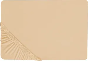 Простыня на резинке BELIANI, песочно-бежевый хлопок, 90 x 200 см, с высоким карманом на резинке, высота кармана 30 см, современная, для матраса, аксессуар для мебели для спальни Beliani