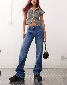 Джинсы Nila с низкой посадкой и широким кроем, средней степени стирки Noisy May, синий