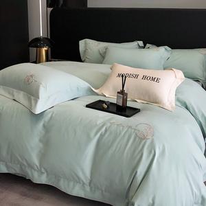 FUANNA Комплект постельного белья, 180 см, 4 предмета, цветочный принт, светло-зеленый