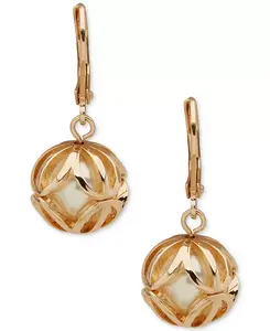 Серьги-Капли с имитацией жемчуга в клеточках Anne Klein, pearl