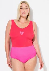 Купальник Ulla Popken GLITTER TRIM, Red Fuchsia/Red