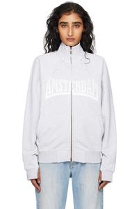 Vetements Серая куртка на молнии с нашивками