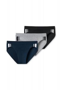 Мужские трусы, набор из 3 шт. - Трусы Rio 95/5, хлопок стрейч, боковые полоски SCHIESSER, цвет Schwarz Grau Dunkelblau