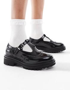 Туфли SEQWL Jeep Mary Jane с акцентом на броги в черном цвете