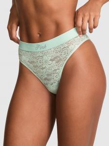 Бразильские трусики с логотипом Bling Lacie Pink, floral lace bling mint