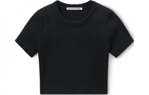 Футболка укороченная с тисненым логотипом Alexander Wang, черный