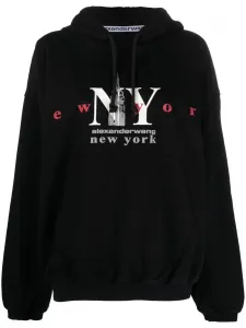 Худи с логотипом Alexander Wang, черный