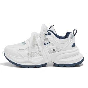 Унисекс низкие массивные кроссовки Warrior бело-тёмно-синие (со шнурком)