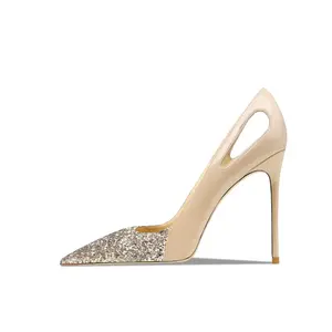 Женские туфли на тонком каблуке, золотистого цвета Suyymakk, Gold