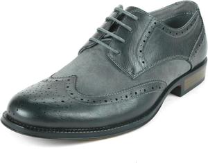 Мужские оксфорды с крылышками Alpine Swiss Zurich двухцветные с брогированием и медальоном, серый